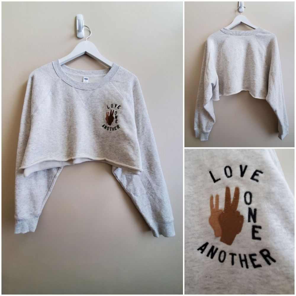 Love one another x Old Navy cropped sweatshirt XXL size, oversized